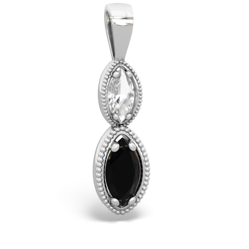 white topaz-onyx antique milgrain pendant