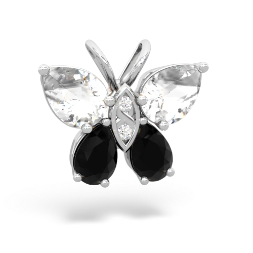 white topaz-onyx butterfly pendant