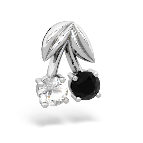 white topaz-onyx cherries pendant