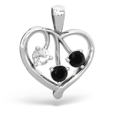 White Topaz Genuine White Topaz with Genuine Black Onyx and Genuine London Blue Topaz Glowing Heart pendant Pendant