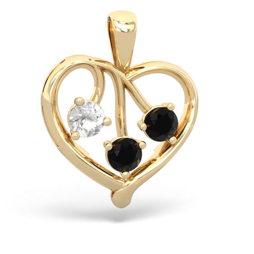 white topaz-onyx love heart pendant