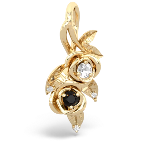 White Topaz Genuine White Topaz with Genuine Black Onyx Rose Vine pendant Pendant