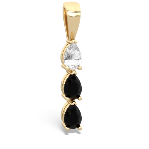 White Topaz Genuine White Topaz with Genuine Black Onyx and Lab Created Sapphire Three Stone pendant Pendant