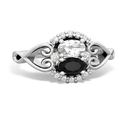 white topaz-onyx antique keepsake ring