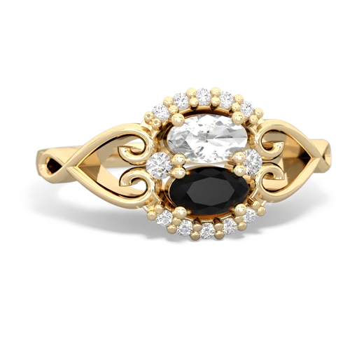 white topaz-onyx antique keepsake ring