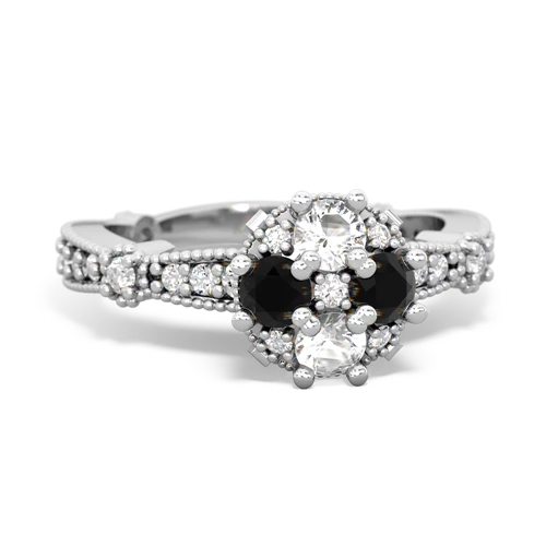 white topaz-onyx art deco engagement ring