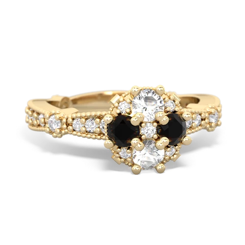 white topaz-onyx art deco engagement ring