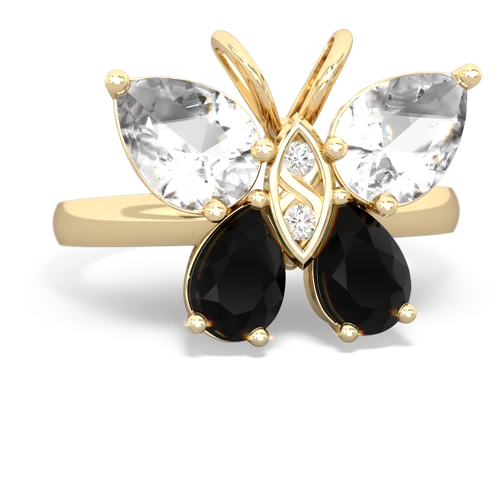 white topaz-onyx butterfly ring