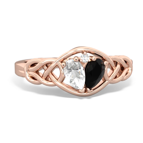 white topaz-onyx celtic knot ring