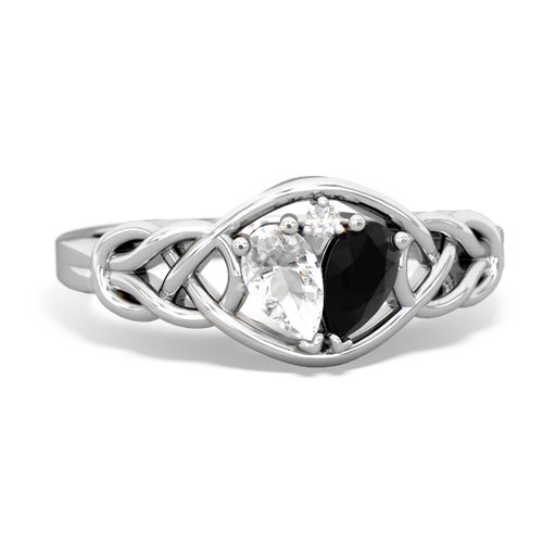 white topaz-onyx celtic knot ring