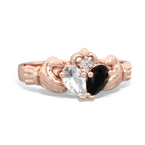 White Topaz Genuine White Topaz with Genuine Black Onyx Claddagh ring Ring