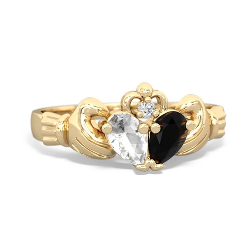 white topaz-onyx claddagh ring