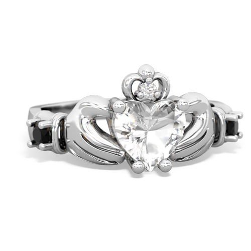 white topaz-onyx claddagh ring