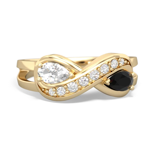 White Topaz Genuine White Topaz with Genuine Black Onyx Diamond Infinity ring Ring