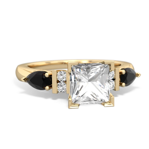 White Topaz Genuine White Topaz with Genuine Black Onyx and Genuine Black Onyx Engagement ring Ring
