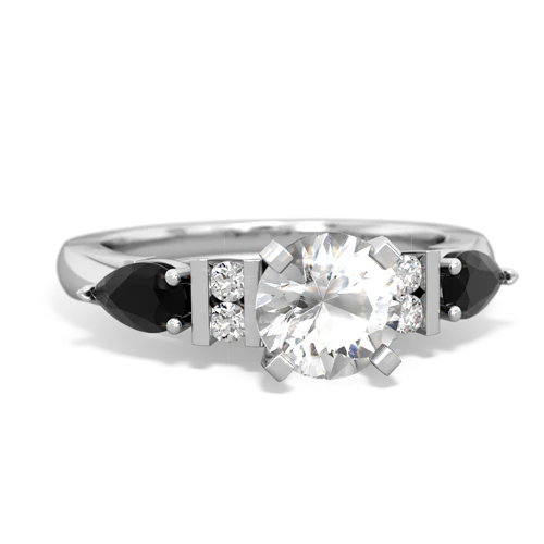 White Topaz Genuine White Topaz with Genuine Black Onyx and  Engagement ring Ring