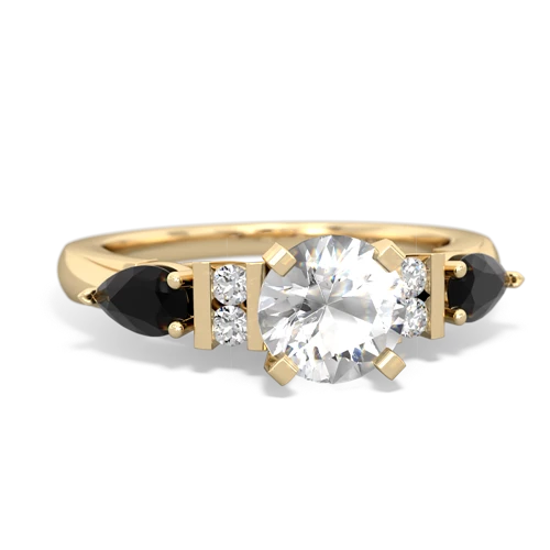 White Topaz Genuine White Topaz with Genuine Black Onyx and Genuine Emerald Engagement ring Ring