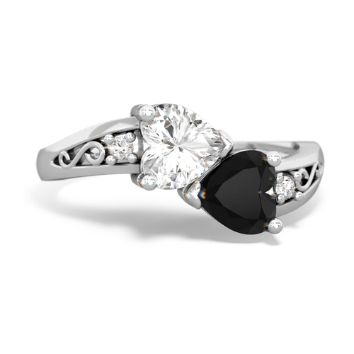 white topaz-onyx filligree ring