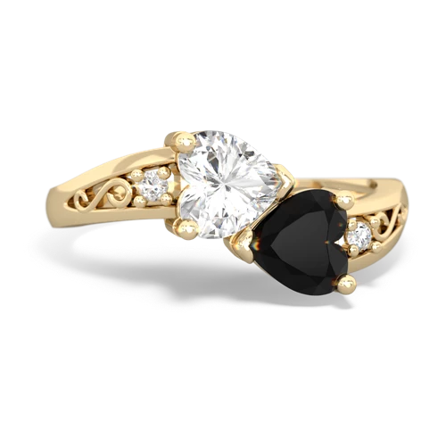 white topaz-onyx filligree ring