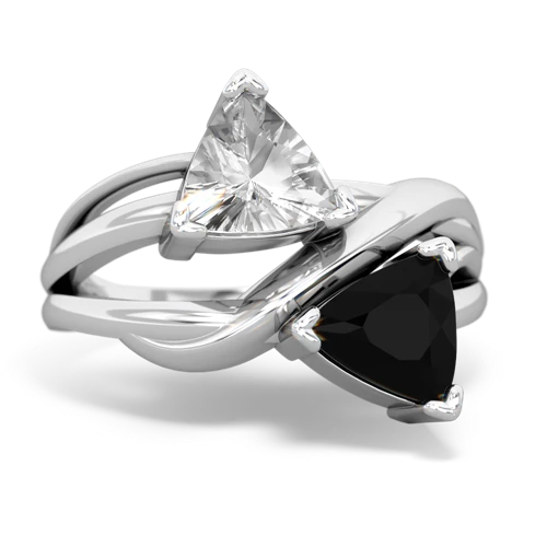 White Topaz Genuine White Topaz with Genuine Black Onyx Split Band Swirl ring Ring