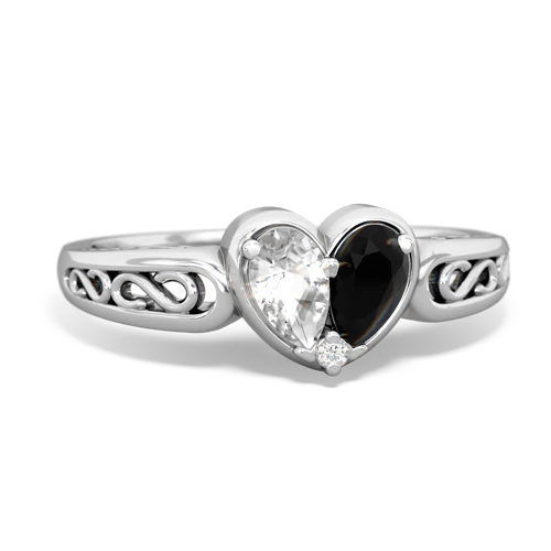 white topaz-onyx filligree ring