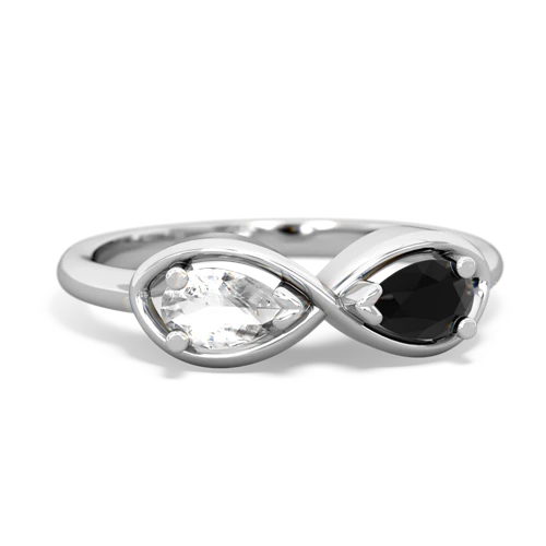 White Topaz Genuine White Topaz with Genuine Black Onyx Infinity ring Ring
