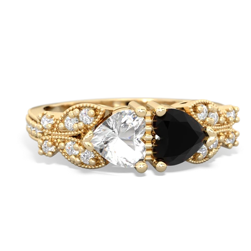 white topaz-onyx keepsake butterfly ring