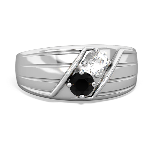 white topaz-onyx mens ring