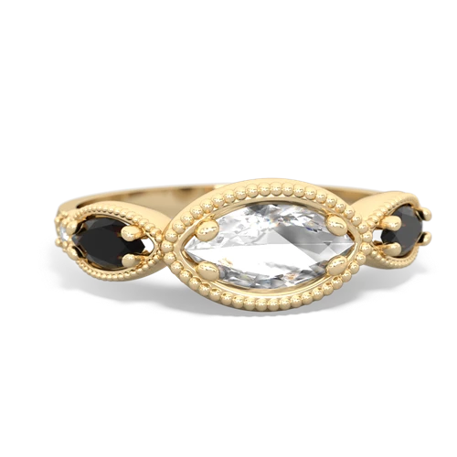 White Topaz Genuine White Topaz with Genuine Black Onyx and Lab Created Emerald Antique Style Keepsake ring Ring