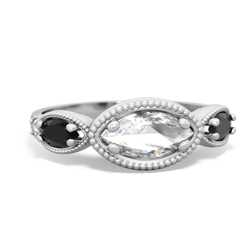 white topaz-onyx milgrain marquise ring