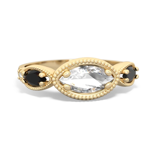 white topaz-onyx milgrain marquise ring