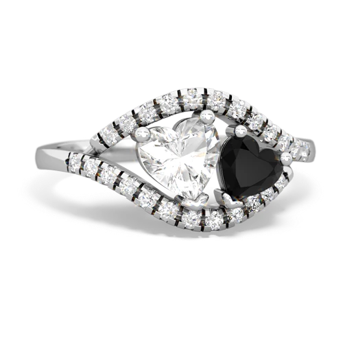 White Topaz Genuine White Topaz with Genuine Black Onyx Mother and Child ring Ring