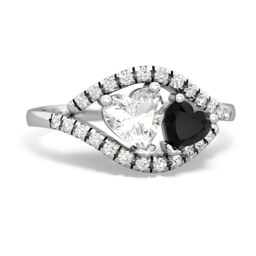 white topaz-onyx mother child ring