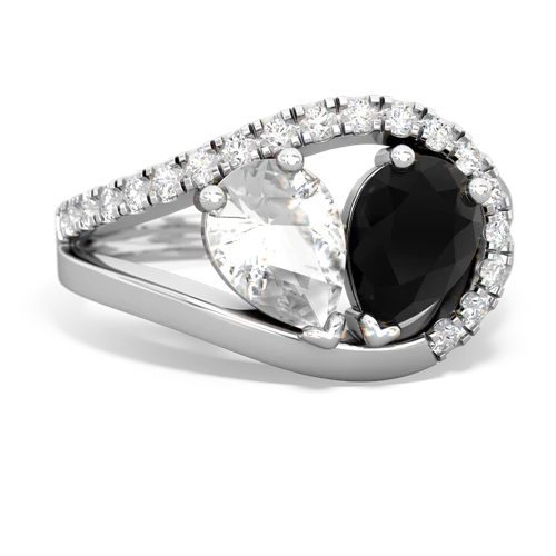 White Topaz Genuine White Topaz with Genuine Black Onyx Nestled Heart Keepsake ring Ring
