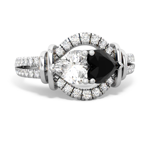 White Topaz Genuine White Topaz with Genuine Black Onyx Art-Deco Keepsake ring Ring