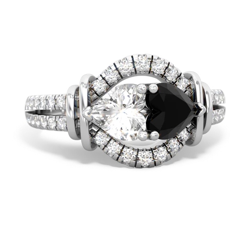 white topaz-onyx pave keepsake ring