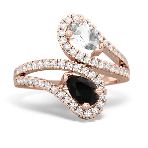 White Topaz Genuine White Topaz with Genuine Black Onyx Diamond Dazzler ring Ring