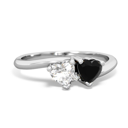 White Topaz Genuine White Topaz with Genuine Black Onyx Sweetheart's Promise ring Ring