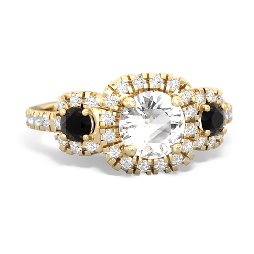 white topaz-onyx three stone regal ring