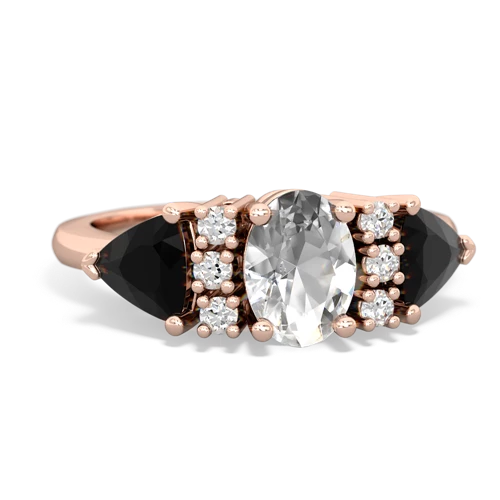White Topaz Genuine White Topaz with Genuine Black Onyx and Lab Created Sapphire Antique Style Three Stone ring Ring