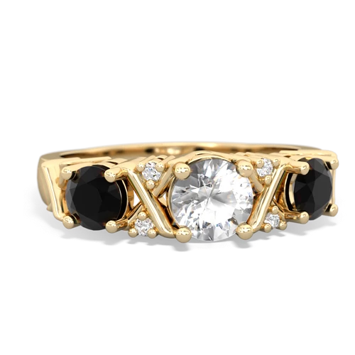 White Topaz Genuine White Topaz with Genuine Black Onyx and Lab Created Emerald Hugs and Kisses ring Ring