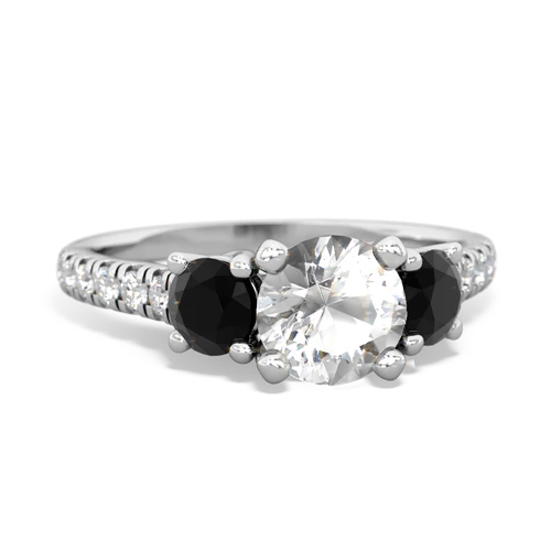White Topaz Genuine White Topaz with Genuine Black Onyx and Lab Created Sapphire Pave Trellis ring Ring