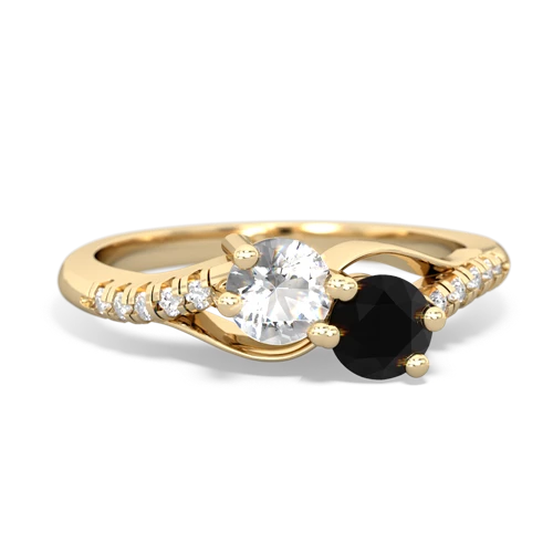 White Topaz Genuine White Topaz with Genuine Black Onyx Two Stone Infinity ring Ring
