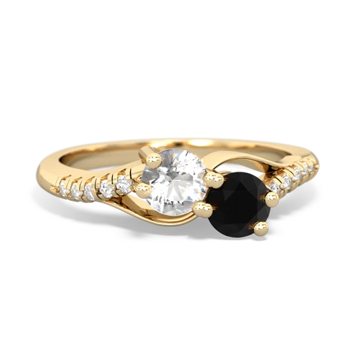 white topaz-onyx two stone infinity ring