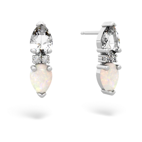 white topaz-opal bowtie earrings
