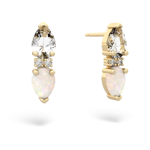 white topaz-opal bowtie earrings