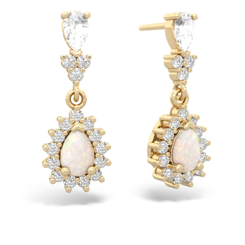 White Topaz Genuine White Topaz with Genuine Opal Halo Pear Dangle earrings Earrings