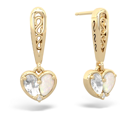 white topaz-opal filligree earrings