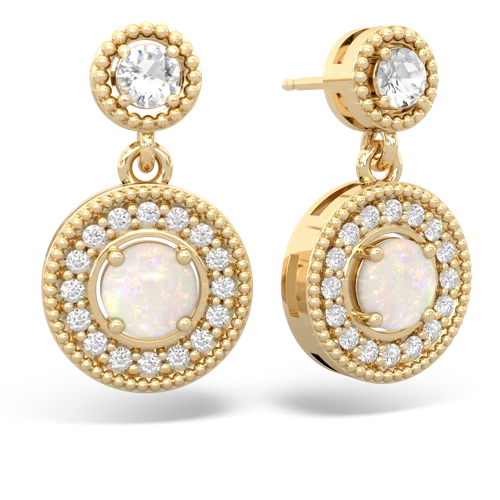 White Topaz Genuine White Topaz with Genuine Opal Halo Dangle earrings Earrings
