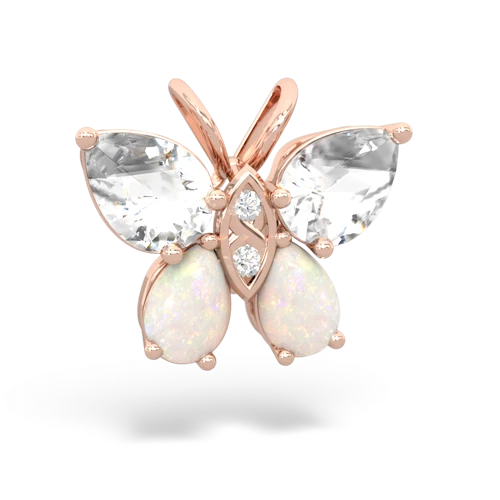 white topaz-opal butterfly pendant